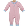 Bring joy to chilly days with the Flower Bouquet Romper by Trotter Street Kids. Soft pink and white stripes paired with delicate blue ruffles and a charming flower appliqué create a cozy, playful outfit that keeps little ones warm and stylish for every adventure!