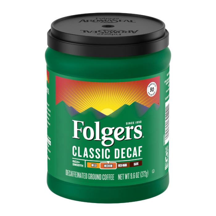 Folgers Classic Roast Decaf Coffee 272g - Out of Date