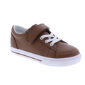 Footmates Reese Brown Leather Sneaker- Leather blucher oxford vulcanized sneaker featuring hook-and-loop closure and decorative elasticized false-laces.
Custom Fit System – Removable,&nbsp;dual&nbsp;insoles in Medium and Wide provided for customized fitting.
Roomy Toe Box – Allows tiny toes room to breathe and splay naturally during walking, enhancing balance and reducing rubbing, friction, and moisture.
Arch Support – Shoe last and insole designed to provide proper arch support for developing feet.
Firm He