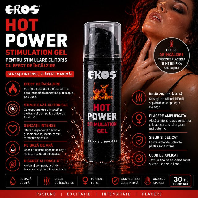 Gel EROS Hot Power Stimulation, pentru stimulare clitoris, cu efect de încălzire, pe bază de apă, 30 ml