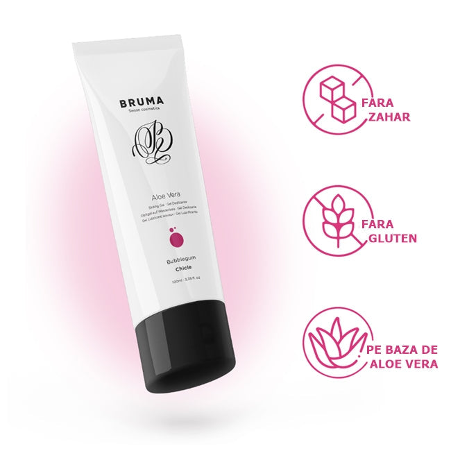 Gel Lubrifiant BRUMA - Aloe Vera Sliding Gel, pe baza de apa, aroma de bubble gum, 100 ml