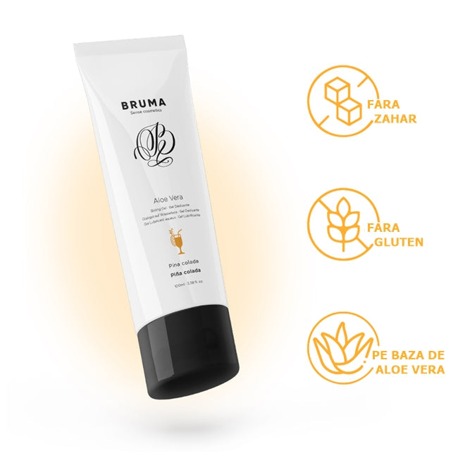 Gel Lubrifiant BRUMA - Aloe Vera Sliding Gel, pe baza de apa, aroma de pina colada, 100 ml