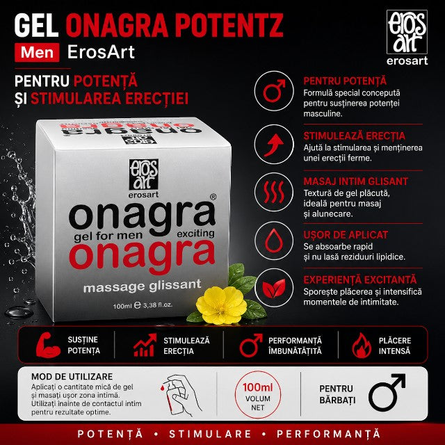 Gel ONAGRA POTENTZ Men ErosArt, pentru potență și stimularea erecției, 100 ml