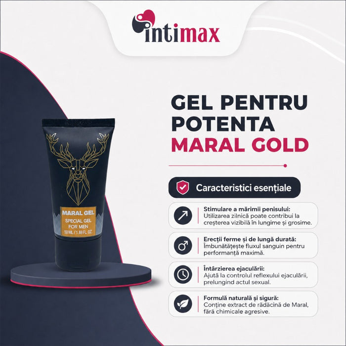 Gel pentru potenta MARAL GOLD, marire penis, erectii puternice si intarziere ejaculare, 50 ml