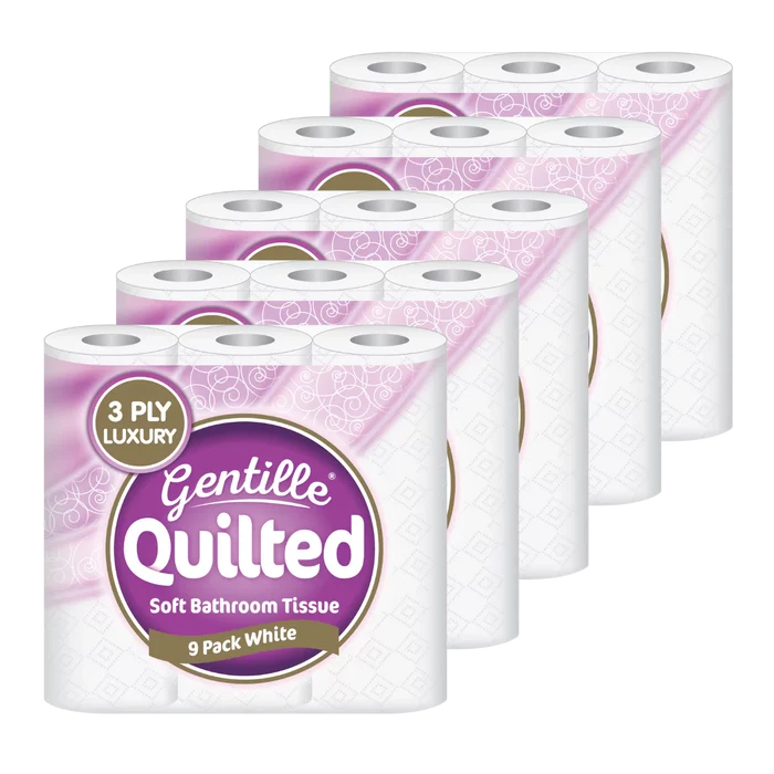 Gentille Quilted White Toilet Roll 5 x 9 Pack (case)