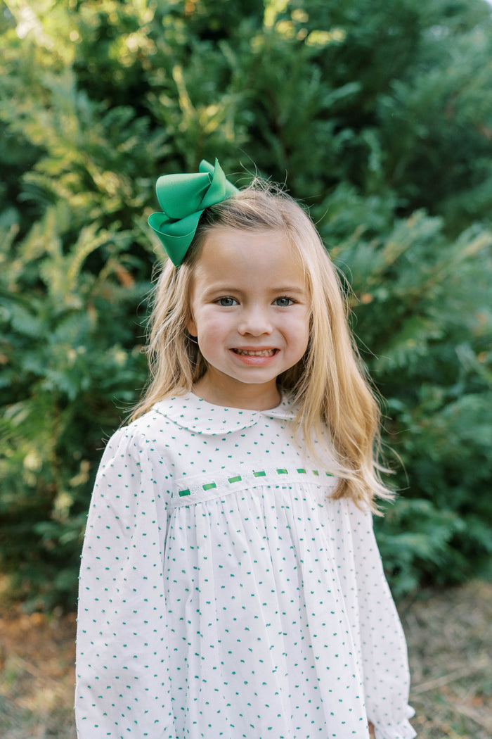 Girls Mistletoe Green Swiss Dot Collar Dress Dress is the perfect holiday dress.&nbsp;