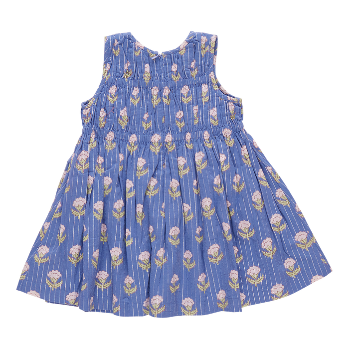 Get your little girl ready for any occasion with the Girls Sleeveless Waverly Dress from Pink Chicken! The elegant blue background and sparkling pinstripe are complemented by delicate pink flowers, making this dress a perfect choice for any event. Its classic sheath top and A-line skirt silhouette will ensure she looks stylish and comfortable.