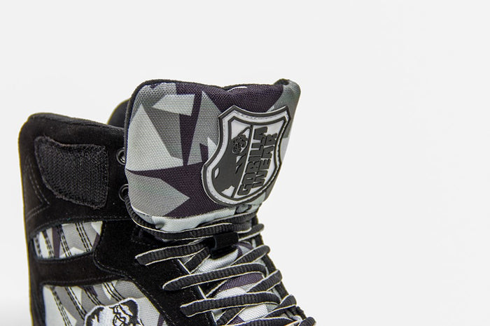 Gorilla Wear Black/Grey Camo Perry High Tops Pro Training Shoes