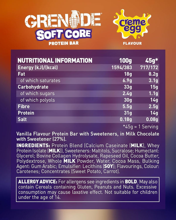 Grenade Soft Core Creme Egg Protein Bar 18 x 35g