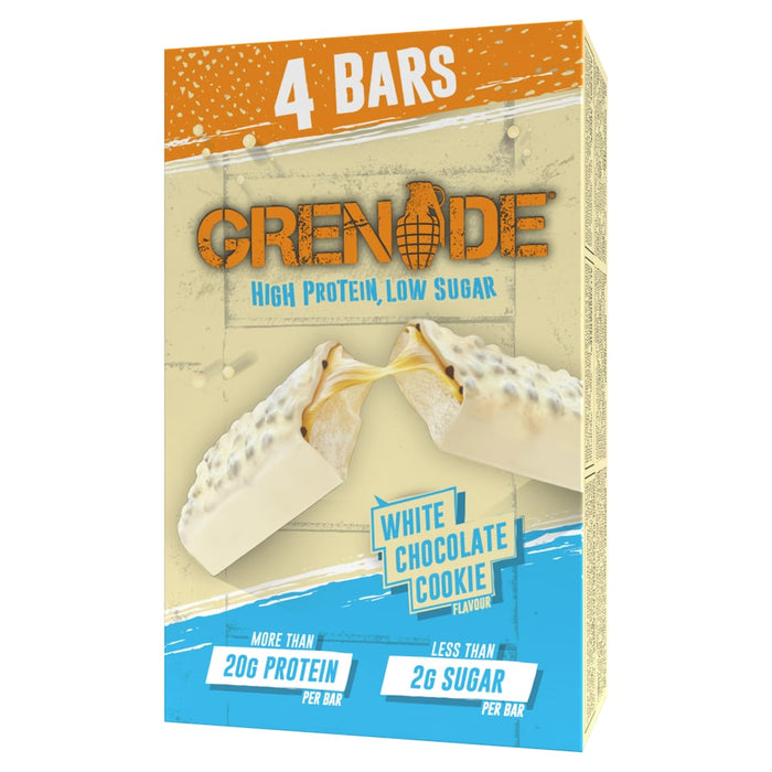 Grenade White Chocolate Cookie Protein Bar 4 x 60g - Out of Date