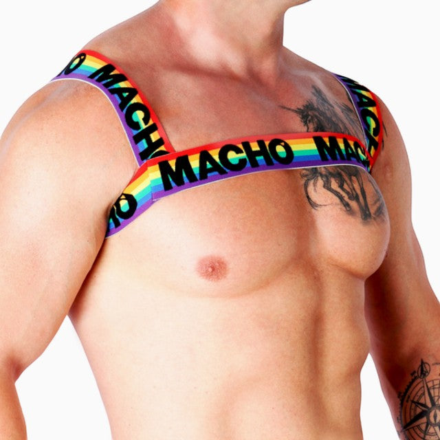 Ham elastic MACHO - Double Harness, culoare Pride, mărime universală