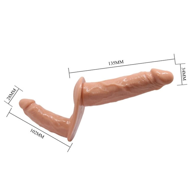 Ham Strap-On BAILE - ULTRA PASSIONATE DOUBLE DILDOS, dubla placere, 13.5 cm + 10.2 cm