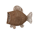 Hand-Woven Rattan and Wire Fish Shaped Container