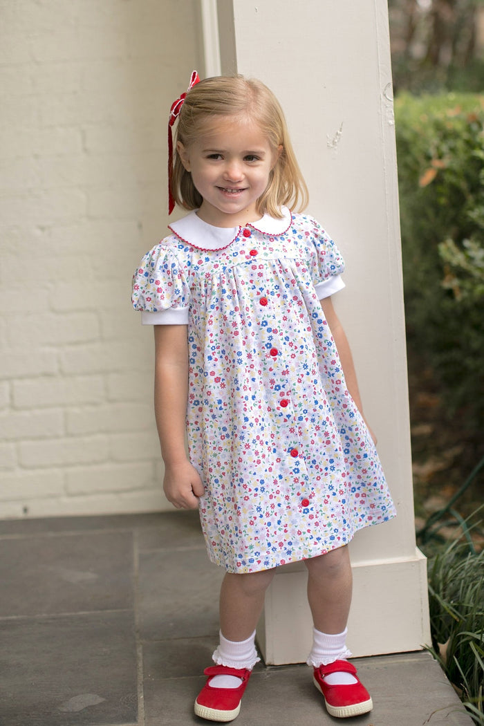The Breccan Dress is a sweet and timeless style for the school year and beyond. Made in our adorable Homeroom Blooms knit fabric, this comfortable dress features a classic button-front design for an extra touch of traditional cuteness.

Perfect for the first day of school, special moments, and everyday adventures.