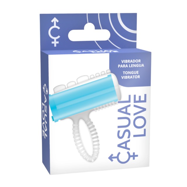 Inel CASUAL LOVE - TONGUE, pentru cupluri, din silicon, transparent/albastru