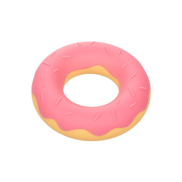 Inel pentru penis CALEXOTICS Dickin’ Donuts, în formă de gogoașă, din silicon elastic și confortabil, diametru 2.5 cm, roz