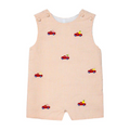 Get ready for summer adventures with our Infant Boys Ashton Fruit Seersucker Shortall from Zuccini Kids! Made with soft orange and white seersucker material, it features charming embroidered trucks carrying fruit. Your little one will look absolutely adorable and stay cool in this perfect summer outing outfit!