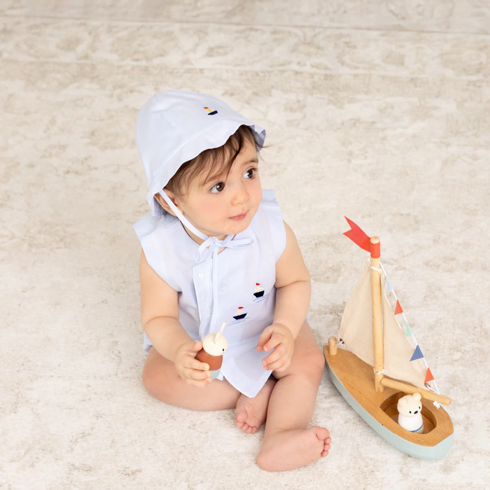 Infant Boys Blue Nautical Diaper Set