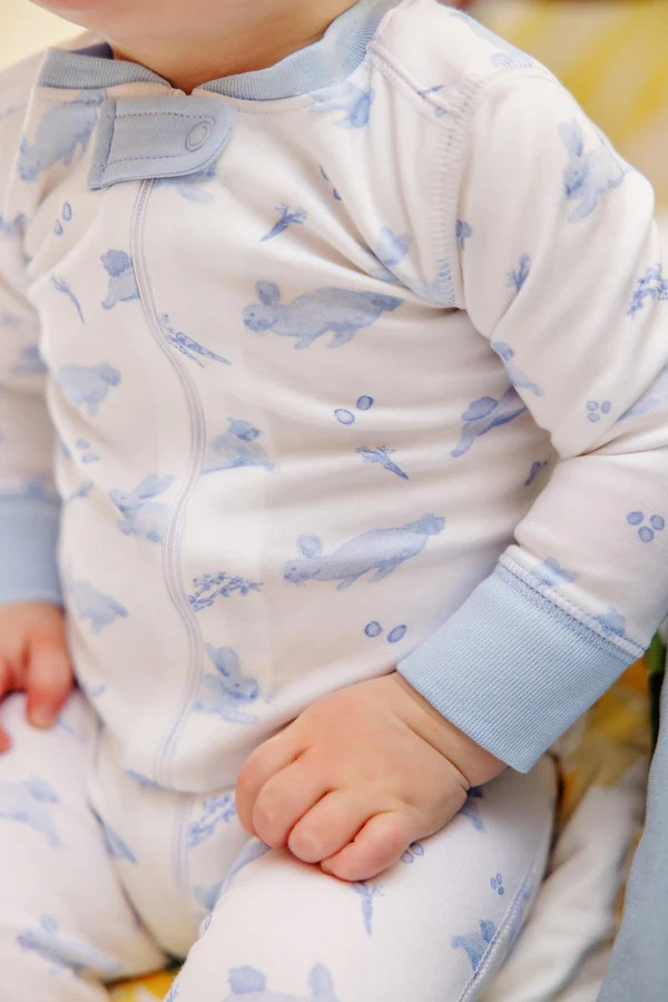 Infant Boys Knox`s Night Night Footed Pajamas in Lindon Hill Hops Blue
