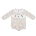 Infant Boys Noah Bubble - Smocked Ranchin'- featuring ranchin' animals in hunting and fishing scenes pairs perfectly with coordinating gingham print for a timeless, versatile look.&nbsp; Designed for little adventurers who love the great outdoors.