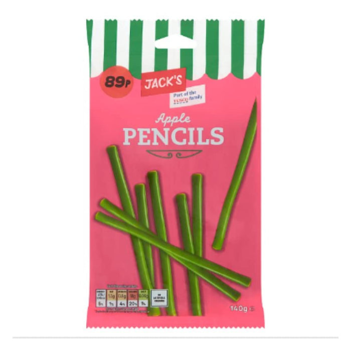 Jack's Apple Pencils Sweets 10 x 140g (case) - Out of Date