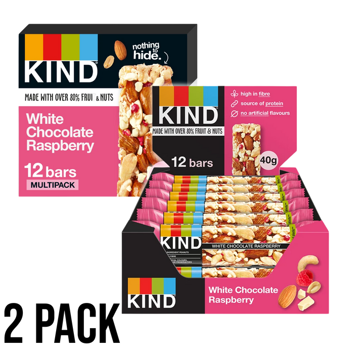 KIND White Chocolate Raspberry 24 x 40g (2 boxes) - Out of Date