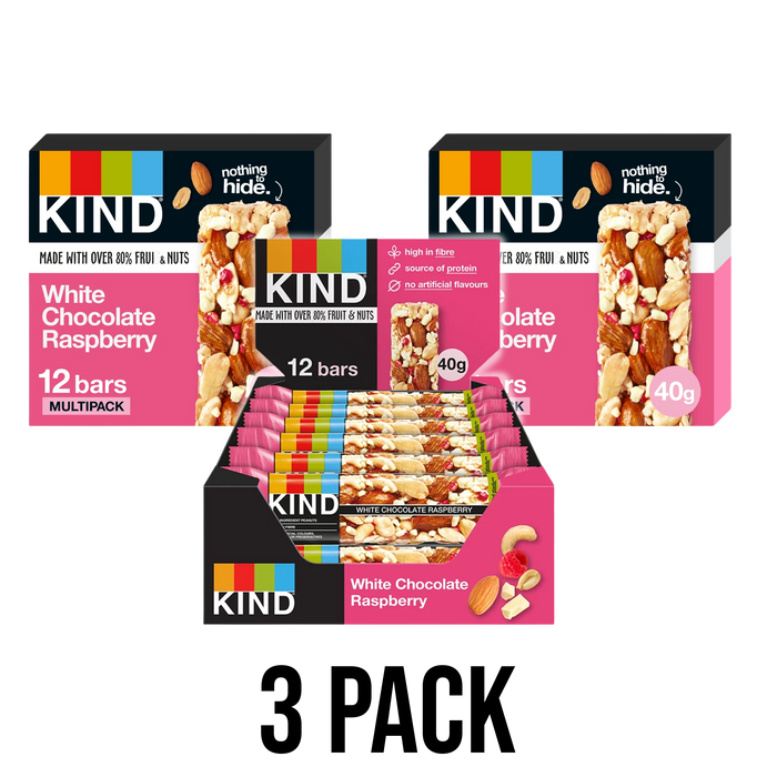 KIND White Chocolate Raspberry 36 x 40g (3 boxes) - Out of Date
