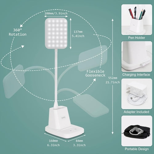 LED Desk Lamp With Wireless Charger White 800 Lumen