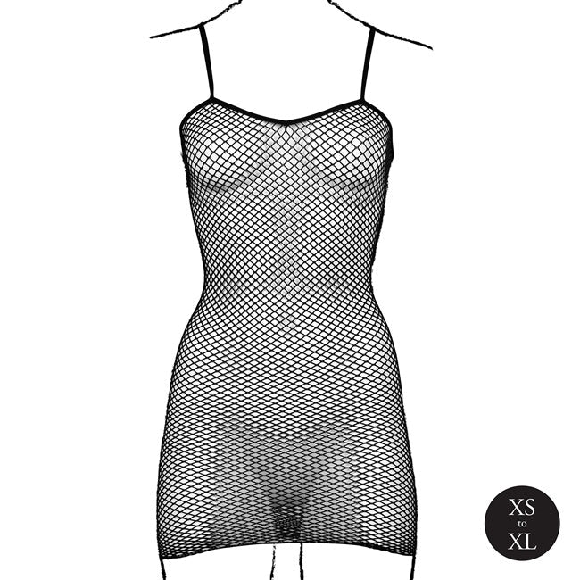 Lenjerie chemise LE DESIR - DES068BLKOS, tip plasa, neagra, marime XS - XL