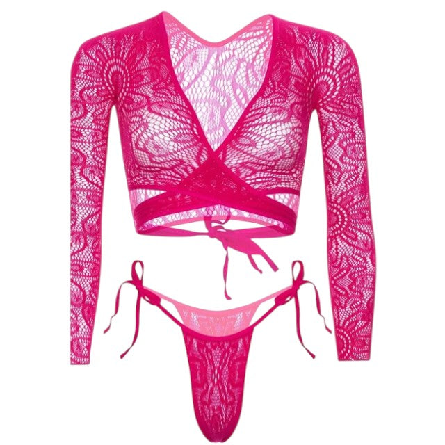 Lenjerie set 2 piese Leg Avenue 81659, culoare roz, mărime universală