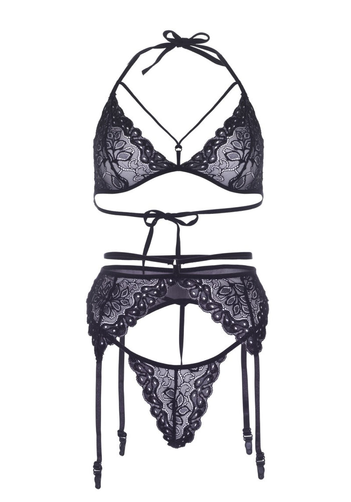 Lenjerie Set 3 piese Leg Avenue, model 86119, negru, mărime S/M