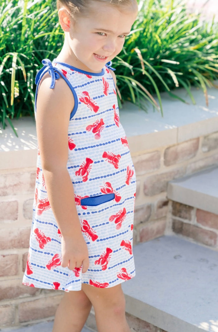 Embrace summer with the Lobster Sleeveless Dress by The Proper Peony! Crafted from soft, breathable Pima cotton, this charming dress features an adorable lobster print that will make your little one shine. Perfect for warm days, it combines playful style with ultimate comfort, ensuring endless fun in the sun!