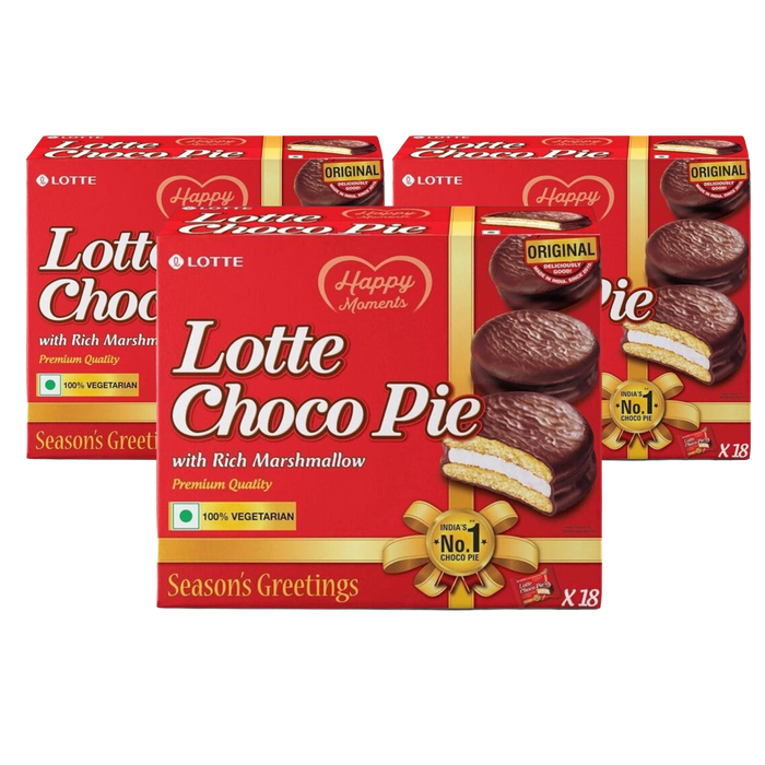 Lotte Choco Pie (Chocolate Tea Cake w/Marshmallow) 54 x 23g (3 Boxes) - Out of Date