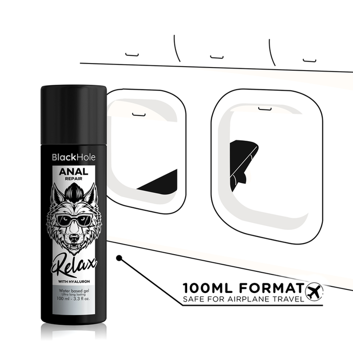 Lubrifiant anal BLACK HOLE, cu acid hialuron, textura groasa, relaxant, pe baza de apa, 100 ml