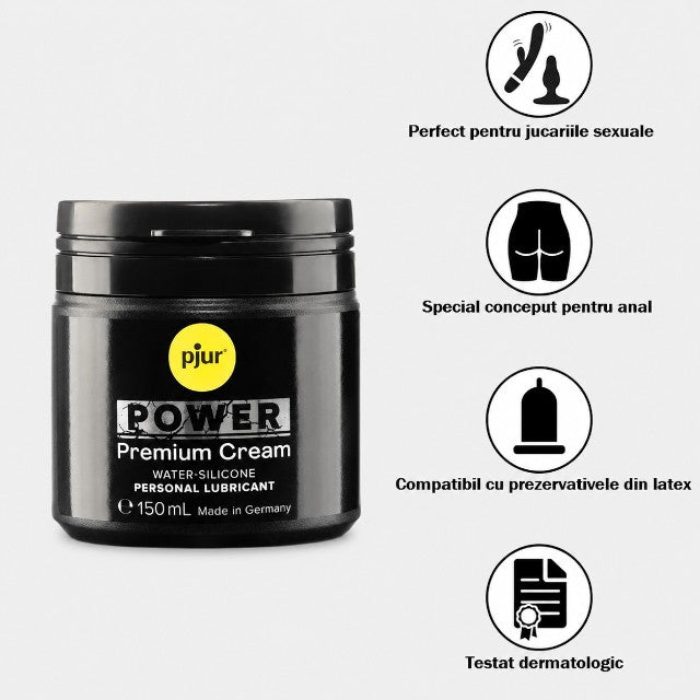 Lubrifiant anal cremă PJUR Power Premium Cream, formulă hibridă, pentru sex anal și acte sexuale dure, 150 ml