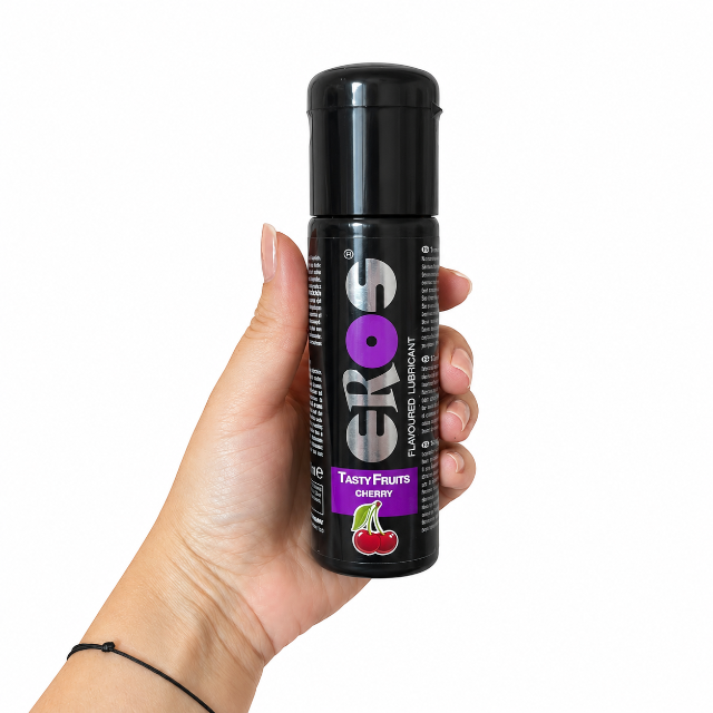 Lubrifiant cu aromă EROS Tasty Fruits Cherry, pe bază de apă, fără parabeni, aromă de cireșe, 100 ml