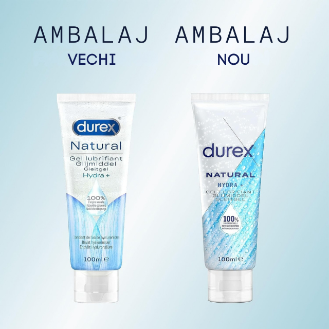 Lubrifiant Durex Natural Hidratante, albastru, pe baza de apa, 100 ml