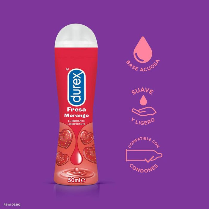 Lubrifiant Durex Play Strawberry, pe baza de apa, cu aroma de capsuni, 50 ml