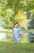 Dress your little explorer in the Mallard Trio Romper, where soft, breathable striped fabric meets playful mallard appliqués and vibrant green piping. Its loose fit invites endless movement, making every fall adventure cozy, comfortable, and full of joy!
