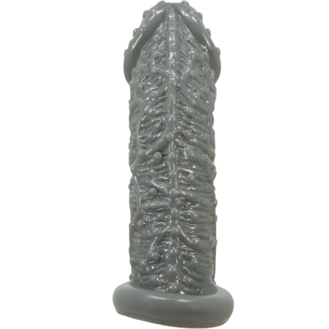 Manson PrettyLove - Realistic, cu striati, pentru extensia penisului, 13 cm, gri inchis