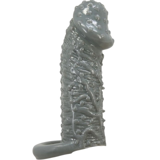 Manson PrettyLove - Realistic, cu striati, pentru extensia penisului, 13 cm, gri inchis