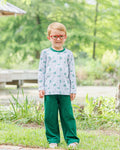 Ignite your little adventurer’s spirit with the Marsh Mallards Thomas Pants Set by Jellybean! Cozy Hunter green pants and a cream knit tee decorated with lively mallards bring the magic of the outdoors to every day. Perfect for fall explorations, this set ensures comfort and style in every step.