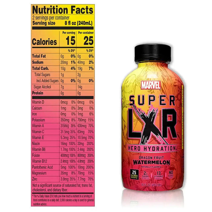 MARVEL SUPER LXR Dragon fruit Watermelon Hydration 12 x 473ml (case) - Out of Date