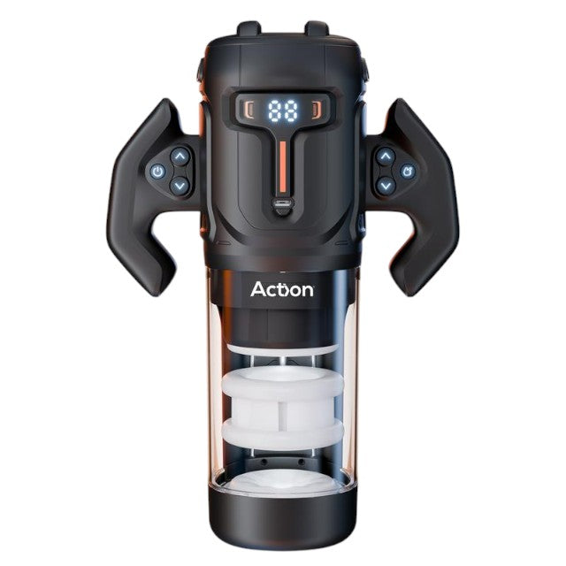 Masturbator automat ACTION Zyon, cu mânere, 4 funcții de rotație și penetrare automată, 4 viteze, negru