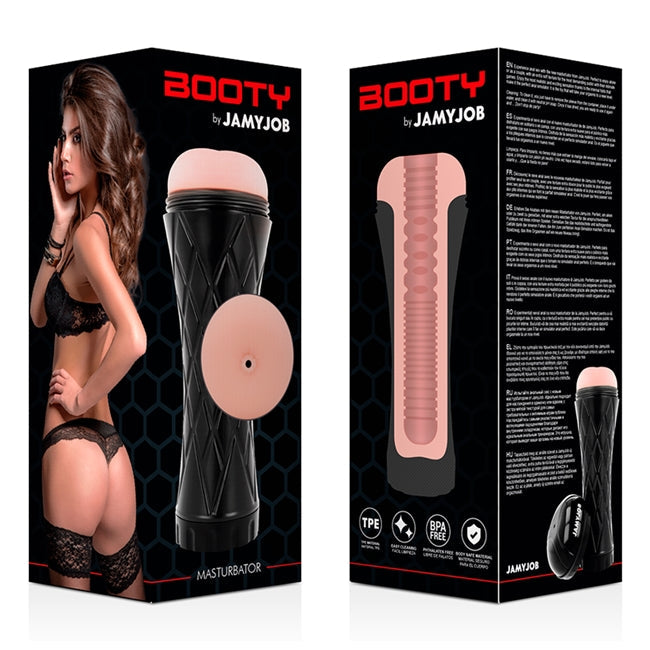Masturbator manual JAMYJOB BOOTY, interior texturat pentru simulare anală realistă, material TPE, negru