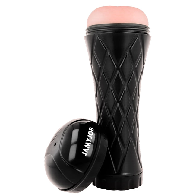 Masturbator manual JAMYJOB BOOTY, interior texturat pentru simulare anală realistă, material TPE, negru