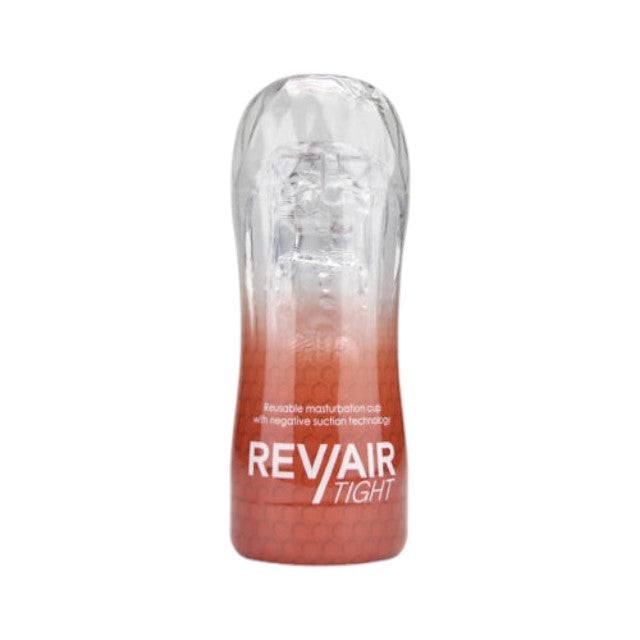 Masturbator manual REVAIR Tight Reusable Masturbation Cup, cu 3 tipuri de texturi, material TPE, 16.5 cm, portocaliu