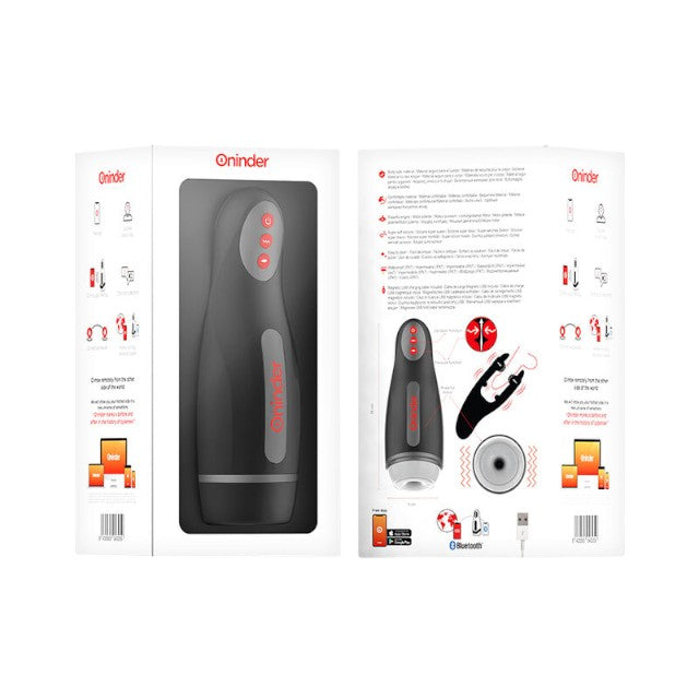 Masturbator Oninder App, control prin aplicatie, 10 functii de vibratie, 25 cm, negru