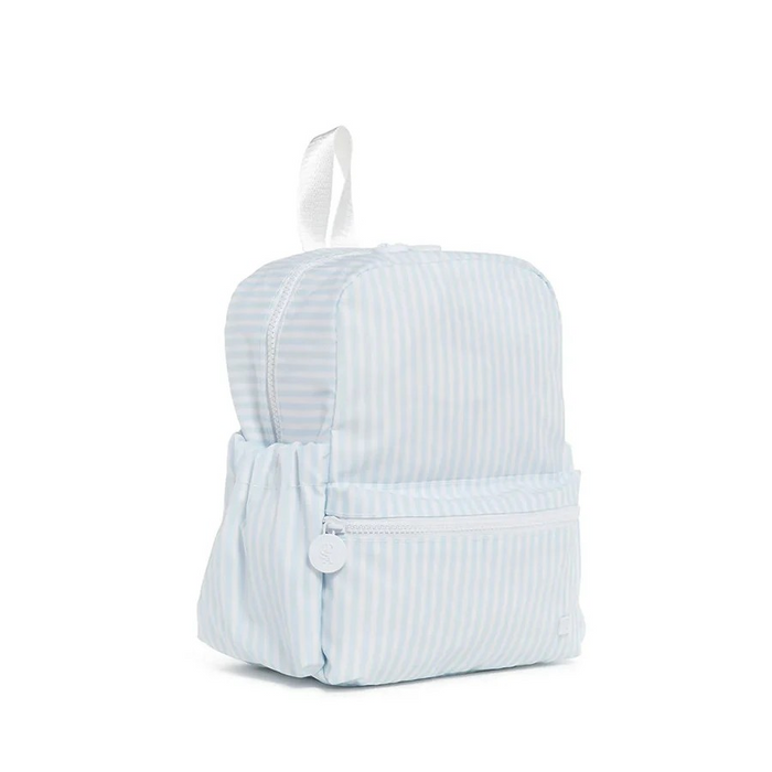 Our best-selling Backpacker now has a little sibling - meet the Mini Backer!!

Soft to the touch, lightweight, and water-resistant, is equipped with 2-way top zipper for easy access with plenty of room inside and a front zip pocket for all the extras.  It features adjustable padded straps, 2 side water pockets and a convenient top handle that make them easy to carry, and its machine washable!

Size: 8.25"l (base) x 11"h x 4.75"d