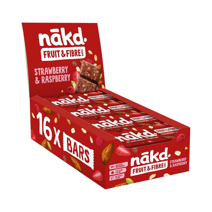 Nakd Strawberry & Raspberry Fruit and Nut Bars 16 x 44g - Out of Date